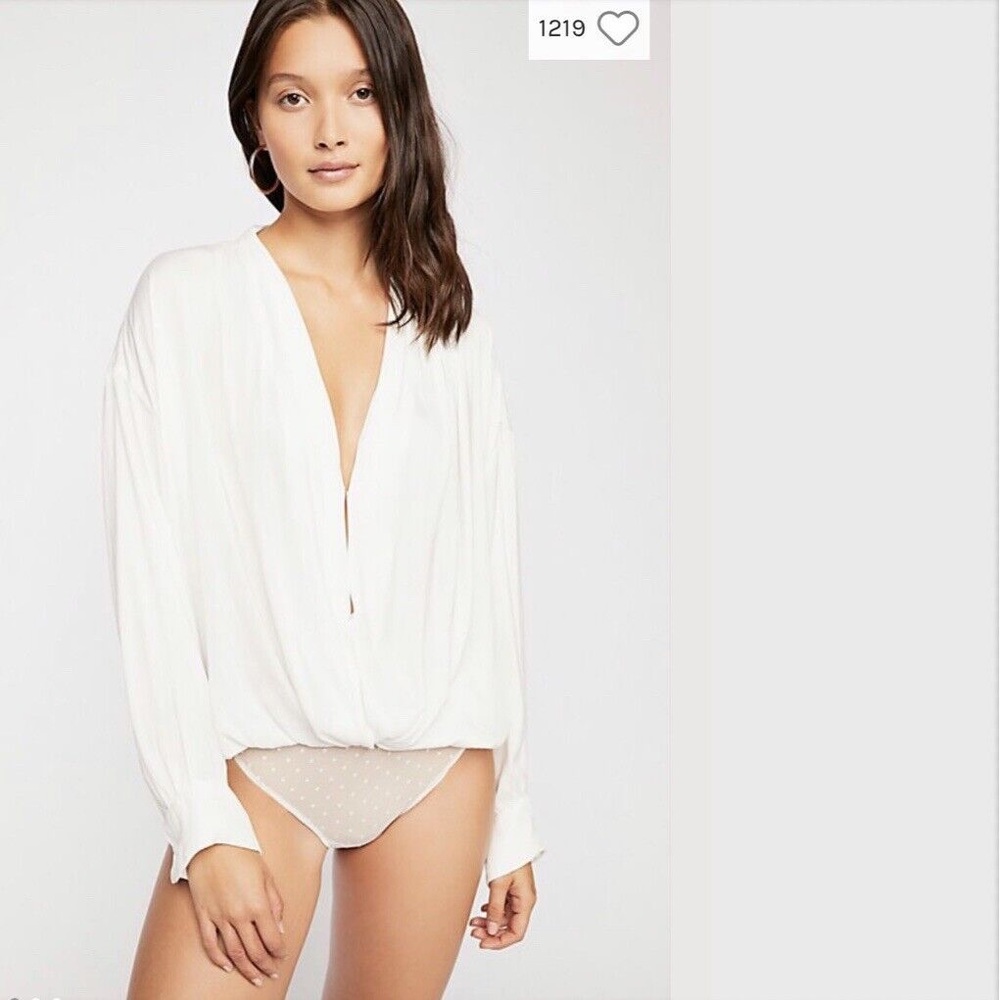 Free People Ladylike Lady Bodysuit White Medium - Picture 1 of 12